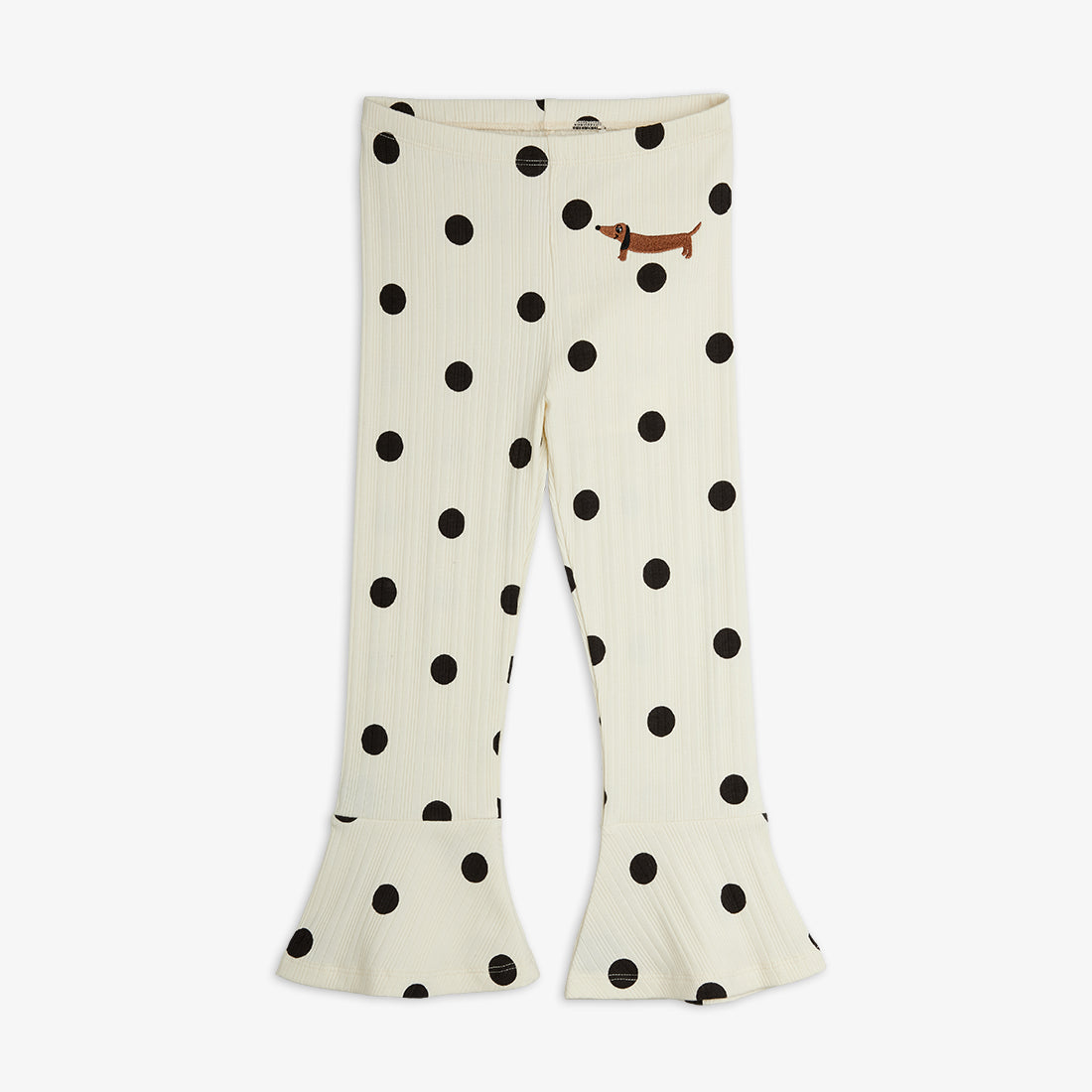 Mini Rodini Dots AOP Dog Flared Trousers Off-White