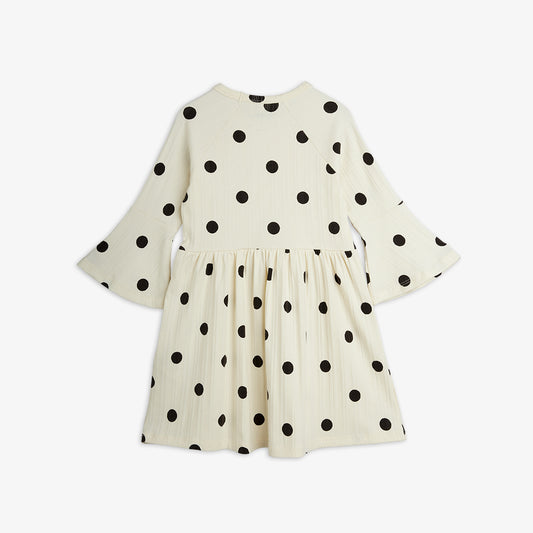 Mini Rodini Dots AOP Dog Trumpet Seeve Dress Off-White