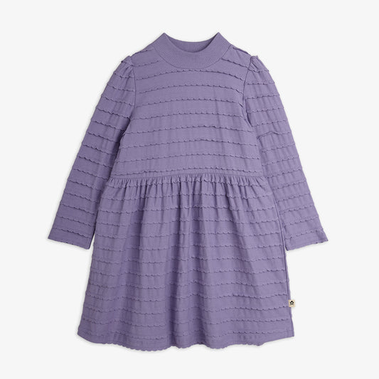 Mini Rodini Textured Frill LS Dress Purple
