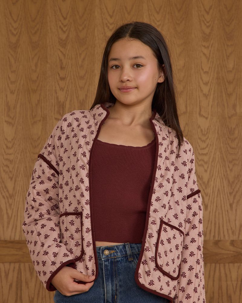 Rylee + Cru Quilted Jacket Blush Fleur