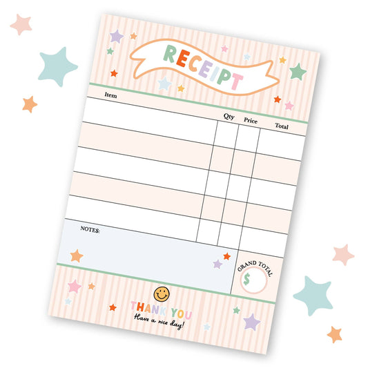 MagicPlaybook - Pretend Play Receipt Notepad - 50 Pages for Kids' Role Play