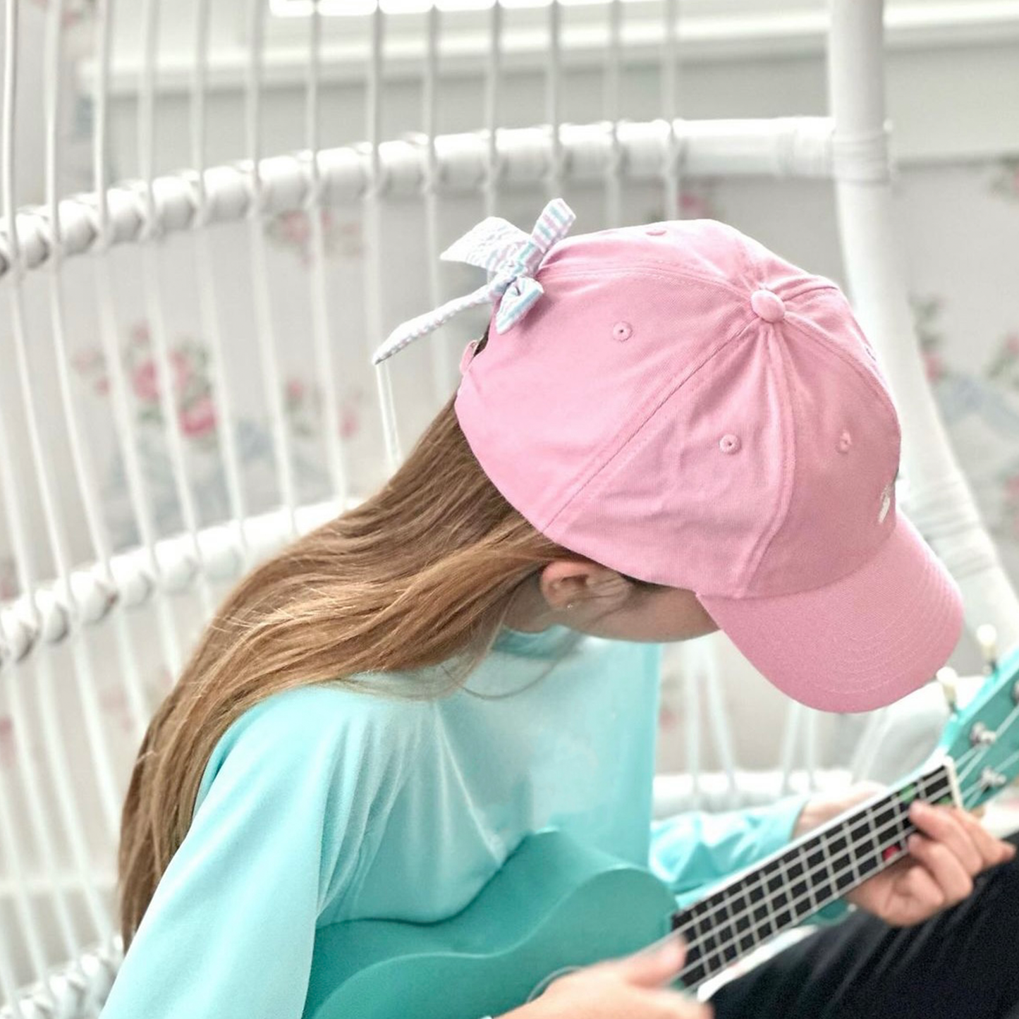Bits & Bows - Rainbow Sparkle Bow Baseball Hat Youth (ages 2-7)