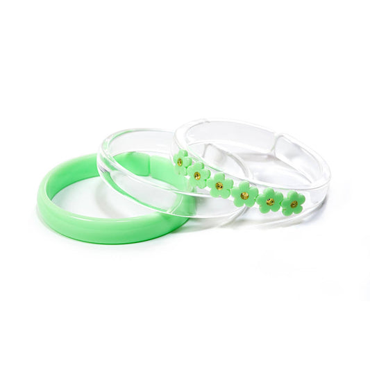 Lilies and Roses NY Green Flowers + Crystal Bangles (Set of 3)