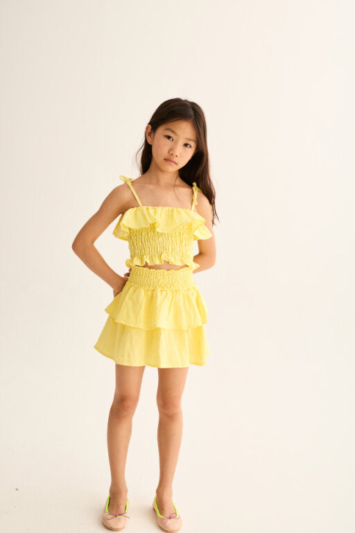 Cozmo Sintra Cotton Linen Skirt Yellow