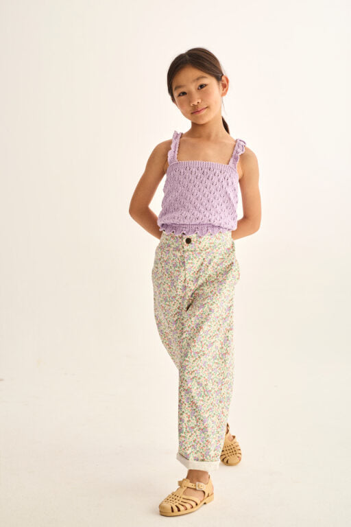 Cozmo Paola Floral Twill Cotton Pants Multi