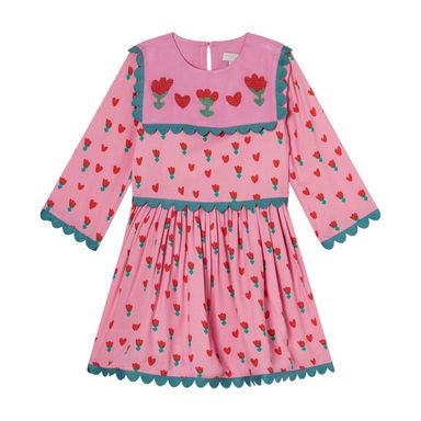 Stella McCartney Kids Girl Hearts and Tulips Dress With Flower Embroidery