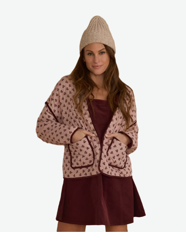 Rylee + Cru Women's Quilted Jacket  Blush Fleur