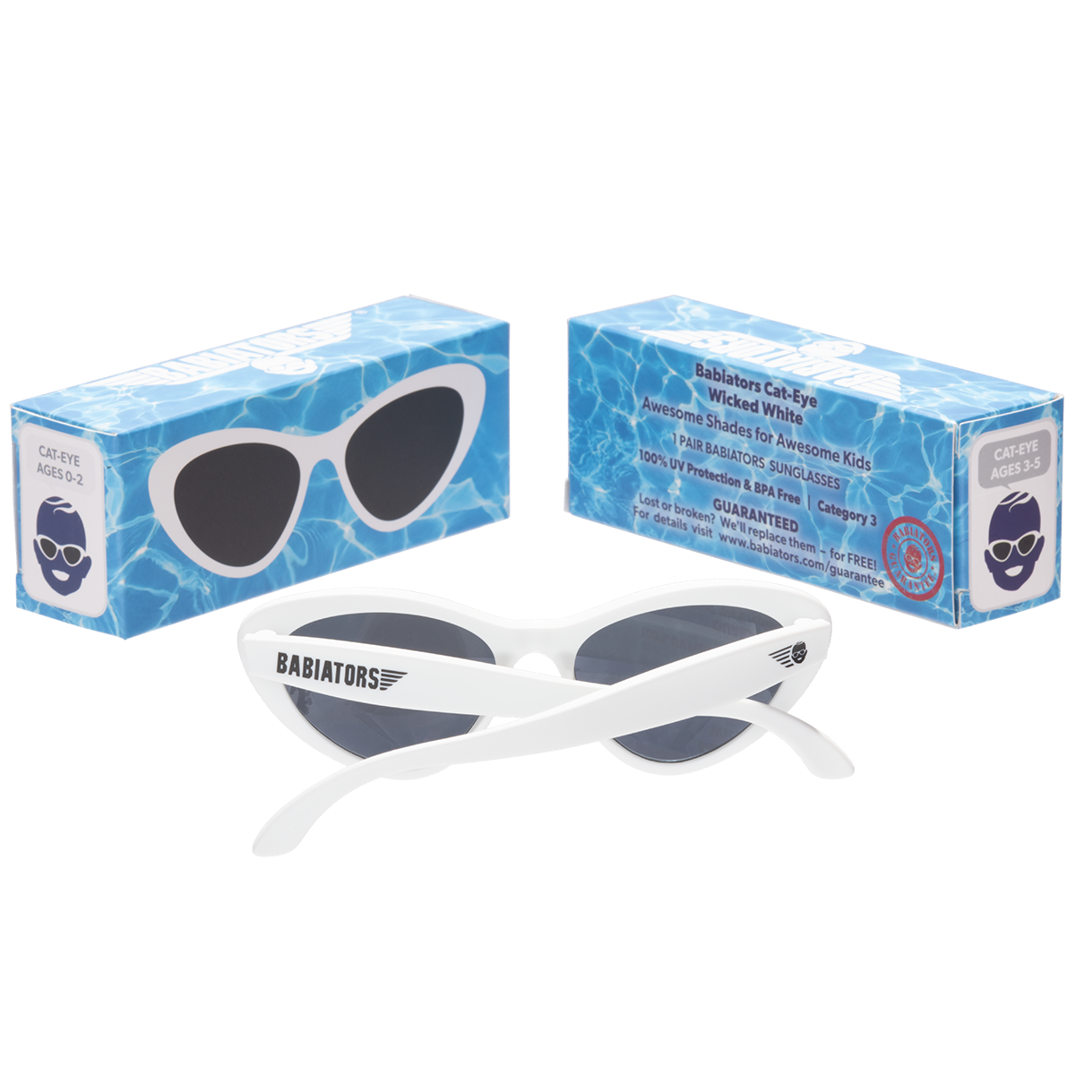 Babiators - Wicked White Kids Cat-Eye Kids Sunglasses ( UV Protection)