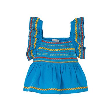Stella McCartney Girls Sleeveless Top with Embroidered Details and Frills