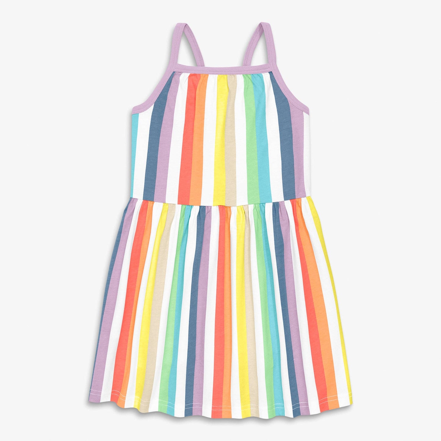 Primary - Kids picnic dress in rainbow stripe
