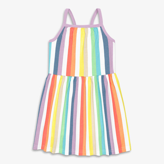Primary - Kids picnic dress in rainbow stripe
