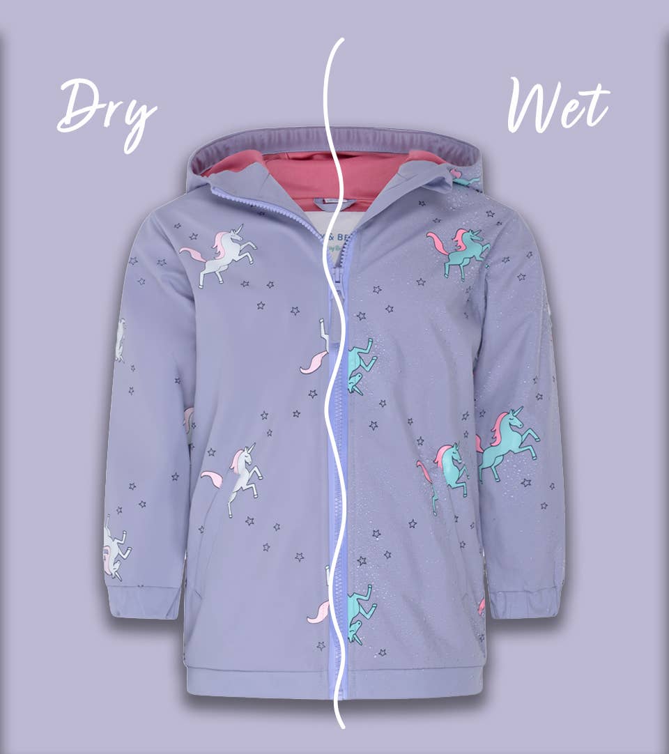 Holly and Beau - Unicorn color changing rain jacket