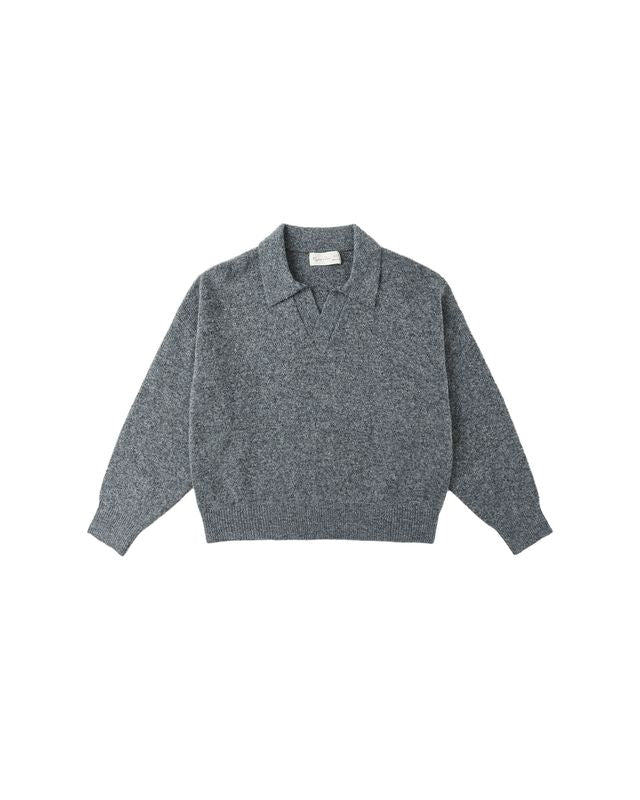 Rylee + Cru Collared Sweater Heathered Grey