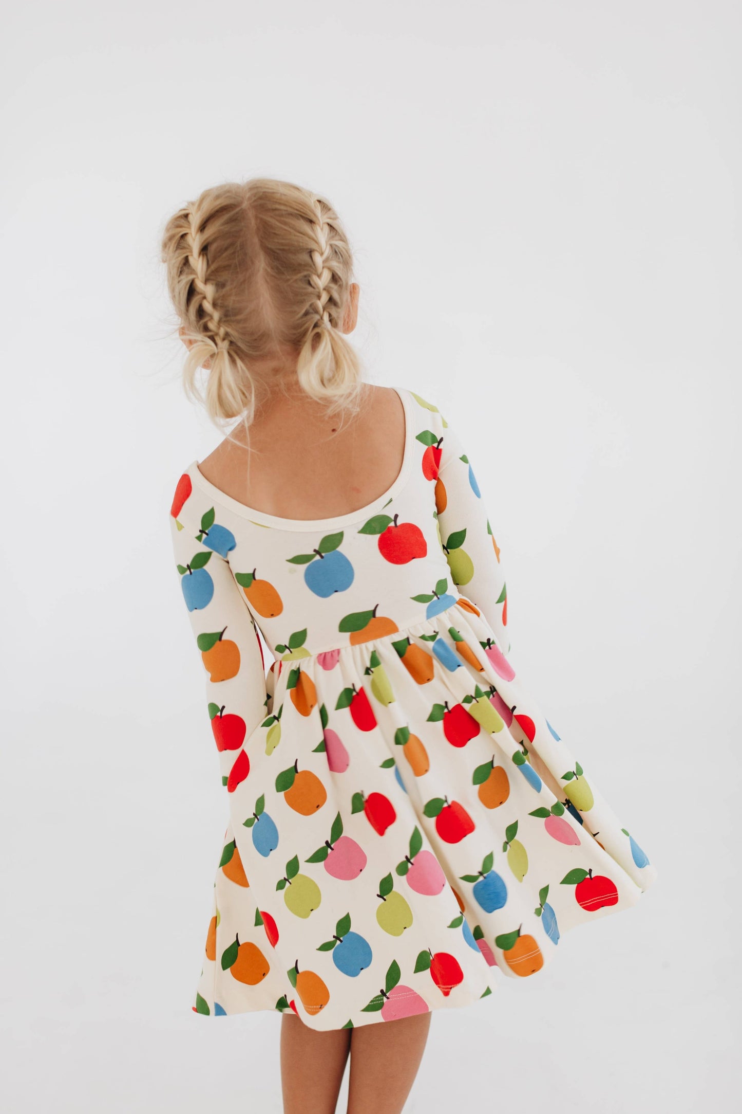 Good Apples Kids - 3/4 Sleeve Twirl Dress in Apples