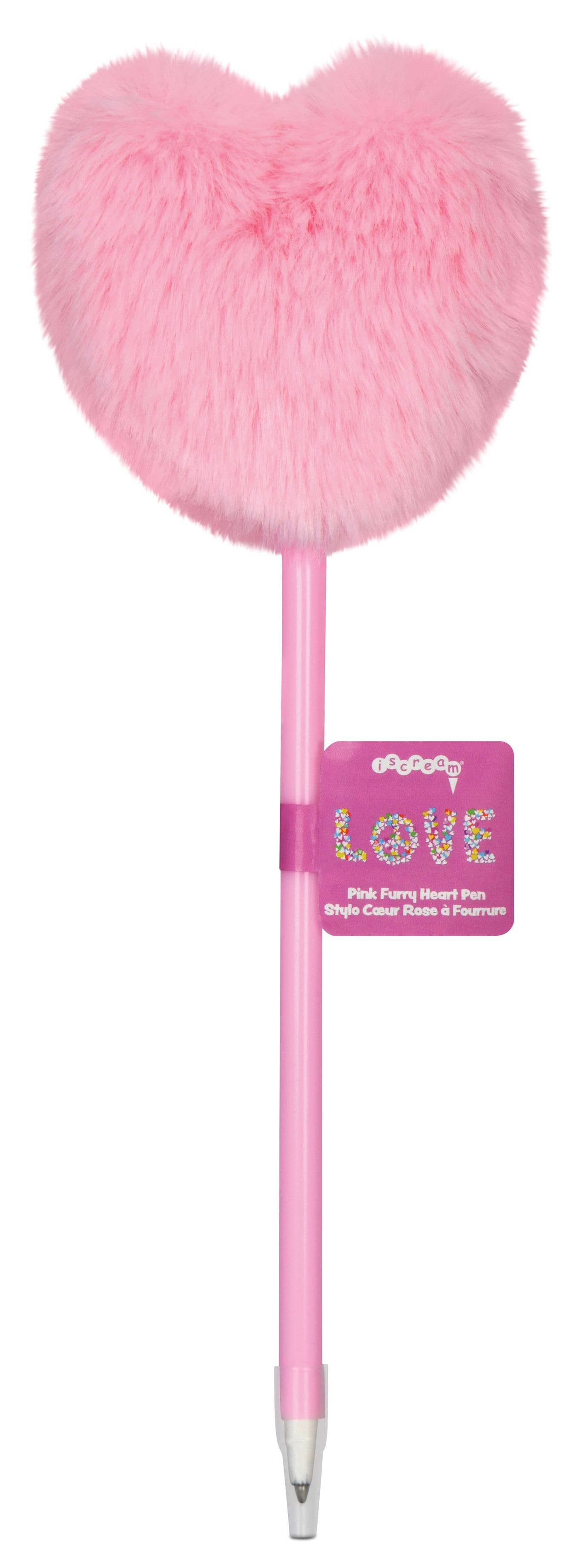 Iscream - PINK FURRY HEART PENS