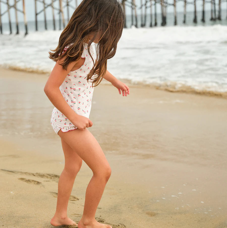 Minnow Girls Summer Cherries Ruffle Sleeve Rashguard Set