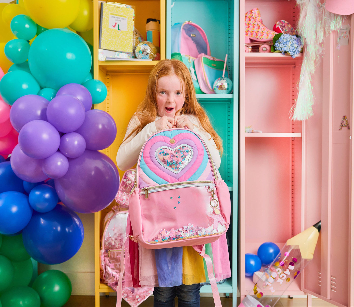 Packed Party - "Taylor" Quilted Confetti Hearts Backpack