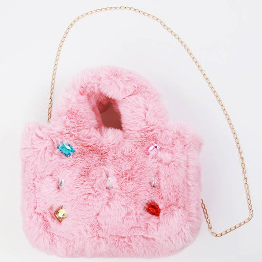 Sparkle Sisters by Couture Clips - Fur Jewel Purse : Blush Pink