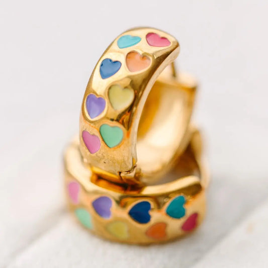 Pierced Co. Chunky Rainbow Heart Huggies
