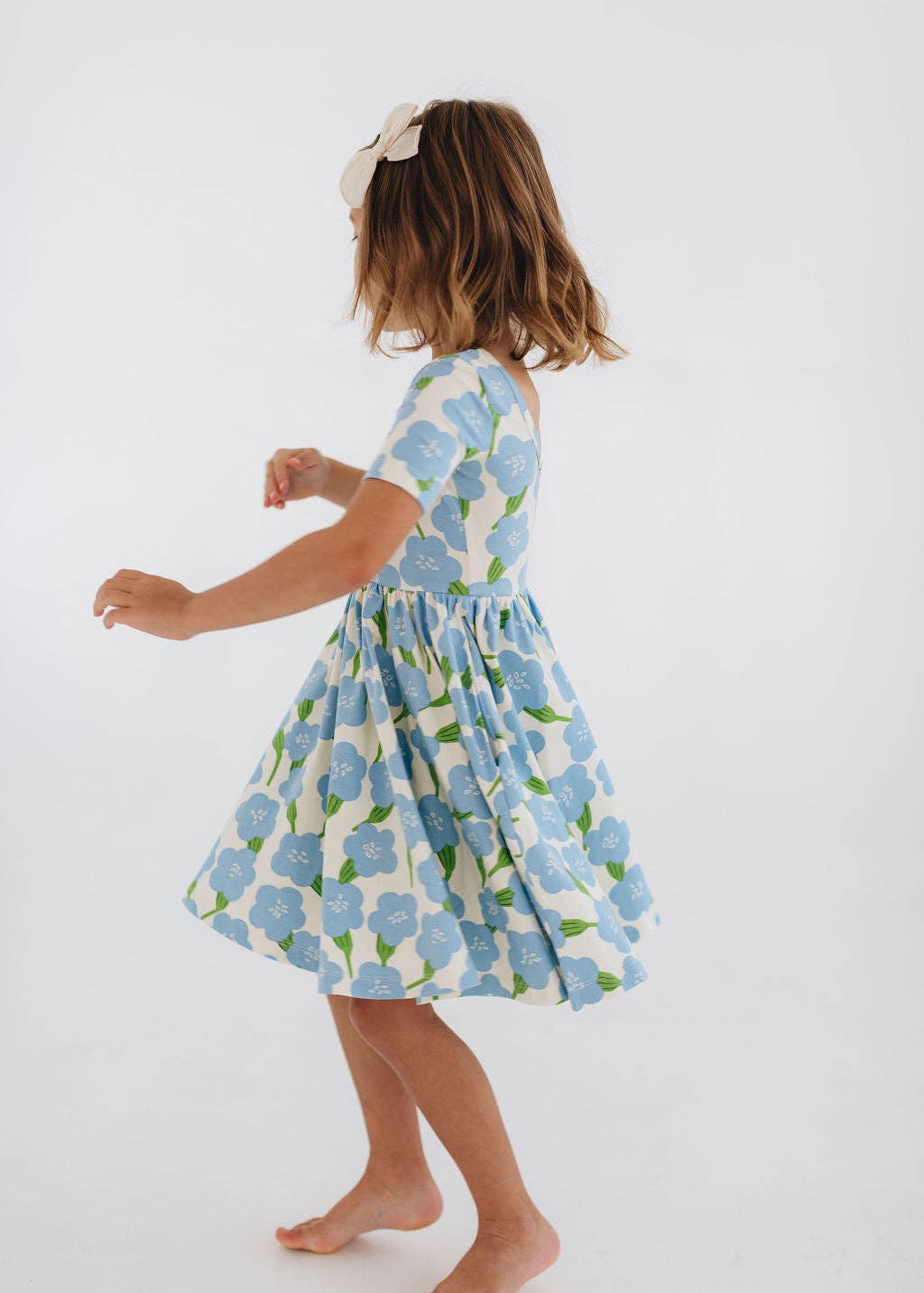 Good Apples Kids - Short Sleeve Twirl Dress in Blue Garden