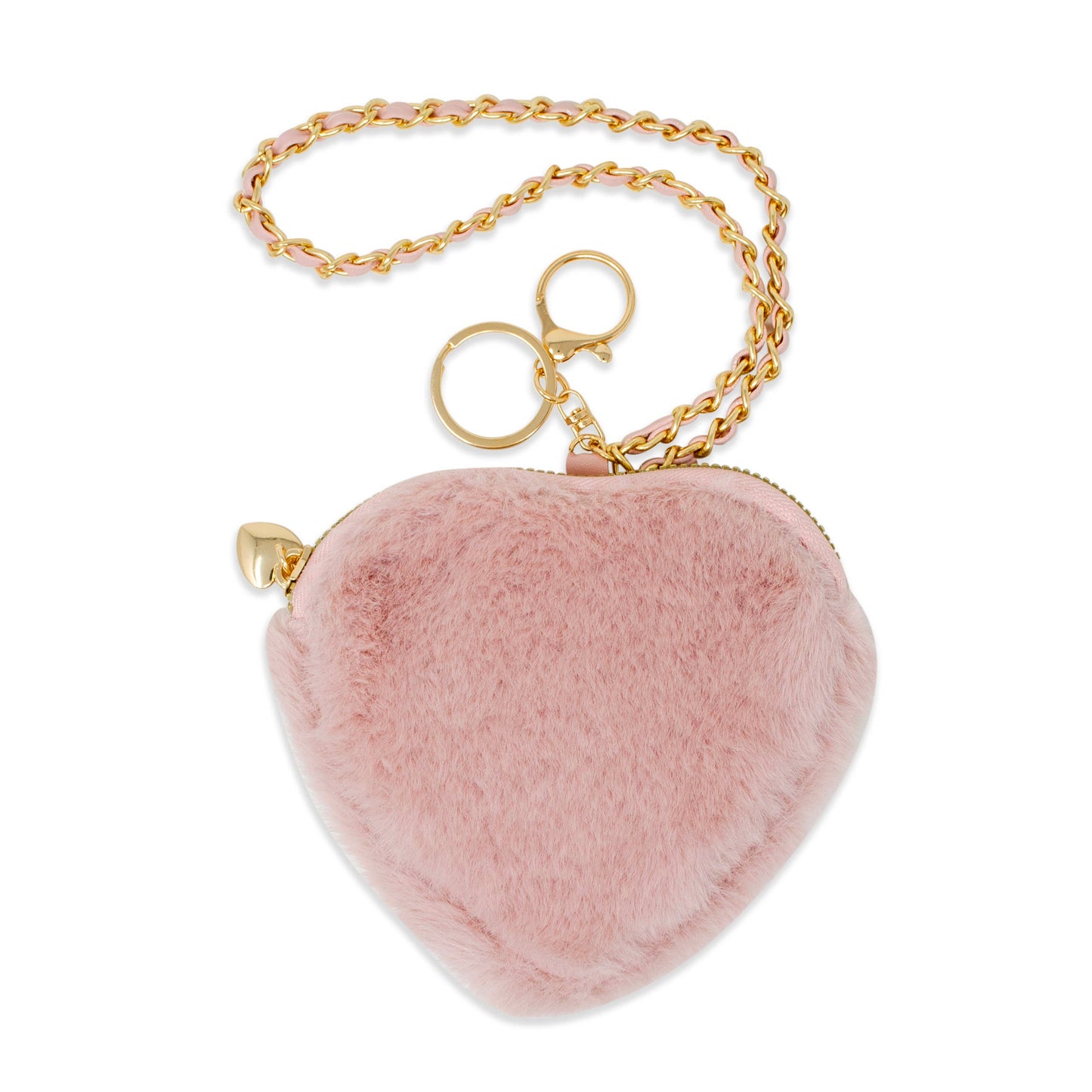 Tiny Treats and ZOMI GEMS - Girl's Fuzzy Heart Wristlet Coin Purse: Hot Pink