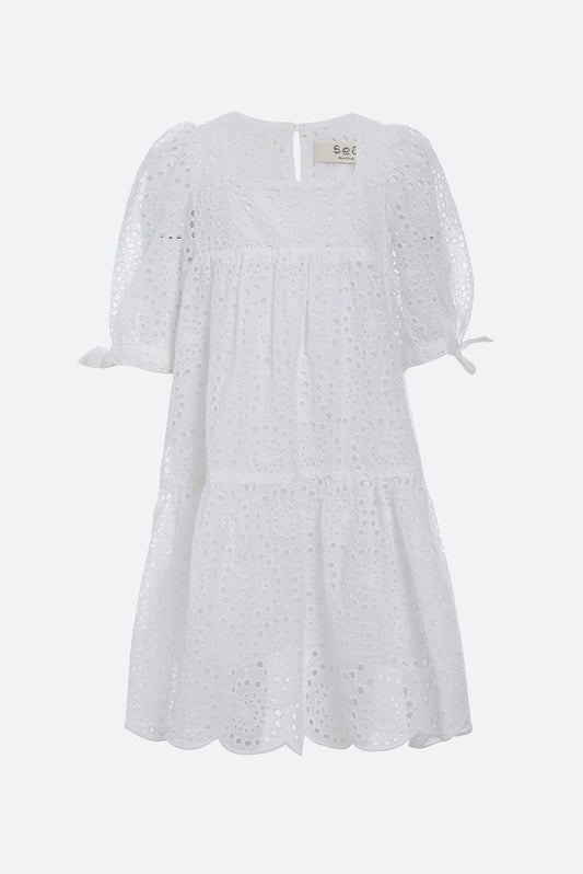 Sea NY Maeve Eyelit Puff Sleeve Dress