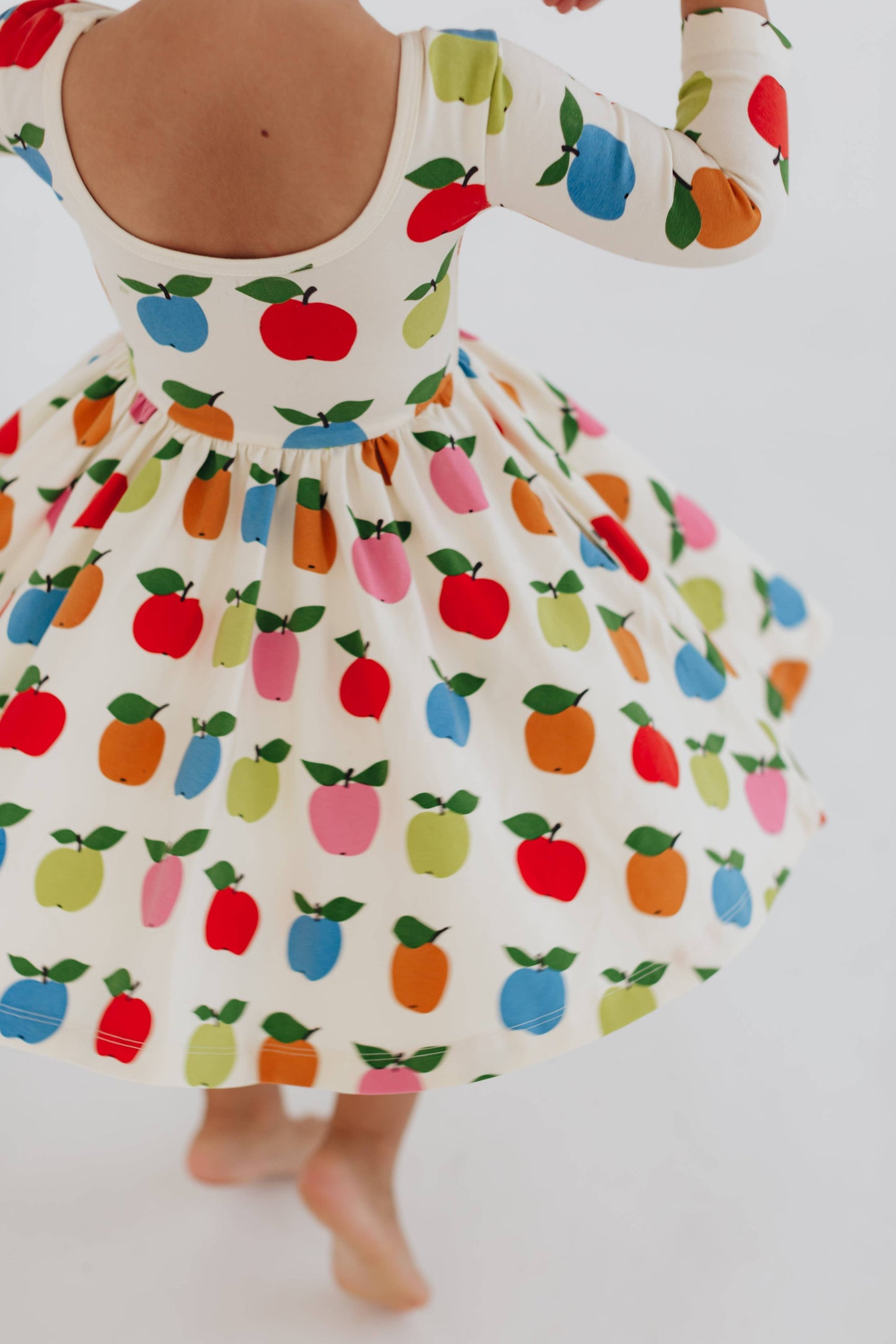 Good Apples Kids - 3/4 Sleeve Twirl Dress in Apples