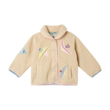 Stella McCartney Girl Teddy Jacket With Birds Patch Beige