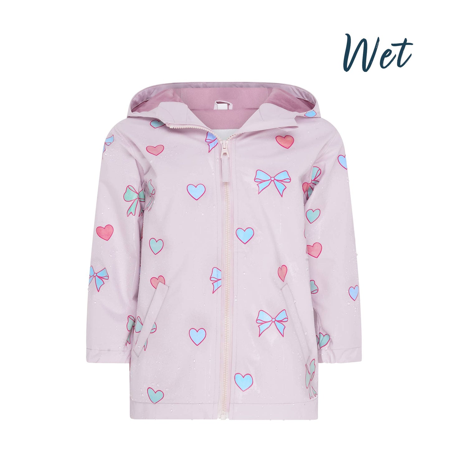 Holly and Beau - Hearts & Bows Color Changing Kids Raincoat
