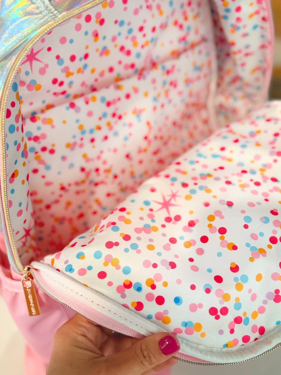 Packed Party - "Taylor" Quilted Confetti Hearts Backpack