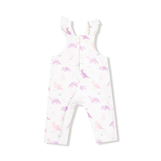 Angel Dear Front Placket Ruffle Overall Soft Dinos - Purple