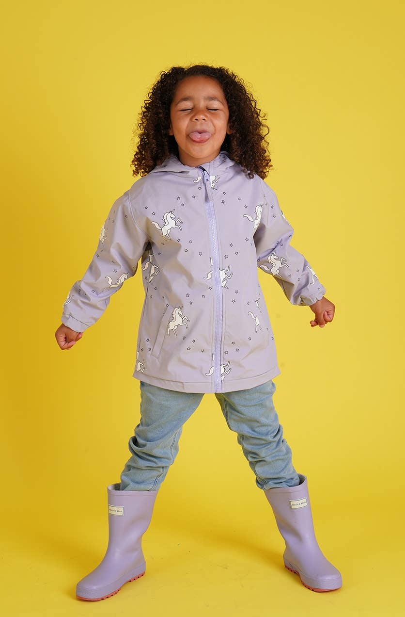 Holly and Beau - Unicorn color changing rain jacket