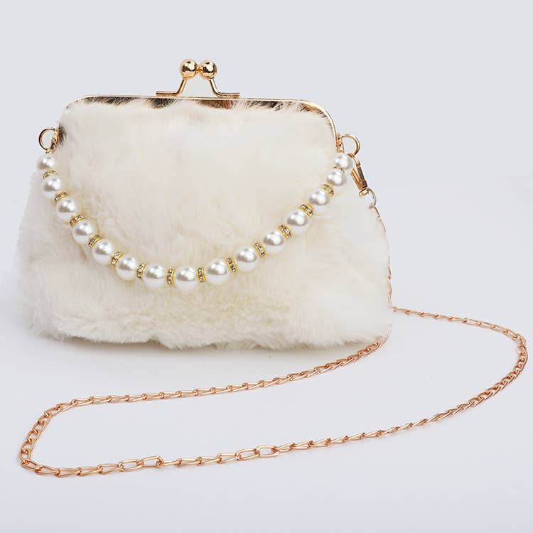 Sparkle Sisters by Couture Clips - Faux Fur Pretty Purse: Ivory