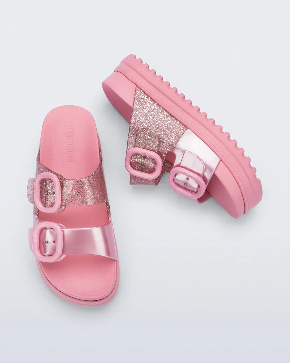 Mini Melissa Cozy Platform Sandal - Pink/Glitter Pink