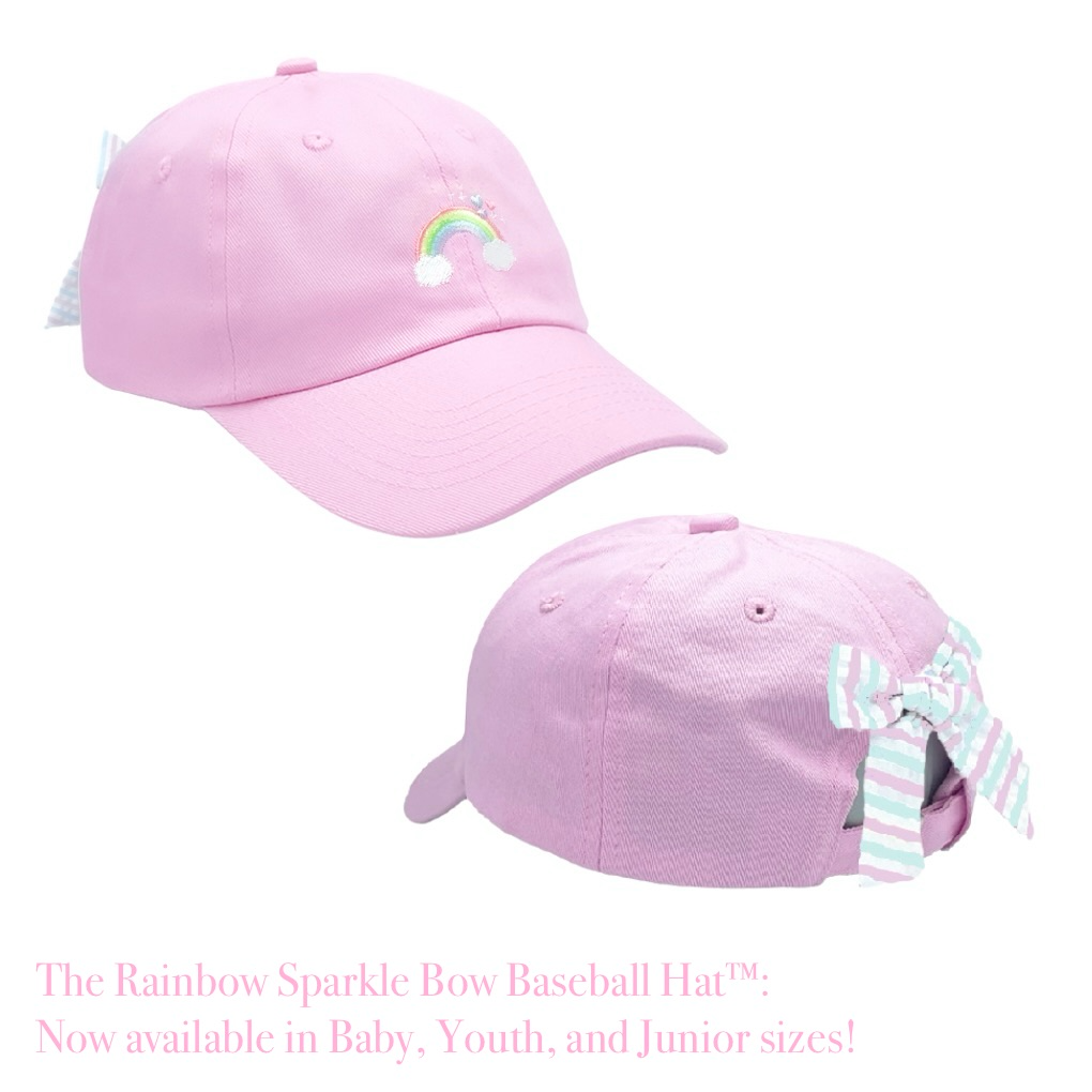 Bits & Bows - Rainbow Sparkle Bow Baseball Hat Youth (ages 2-7)