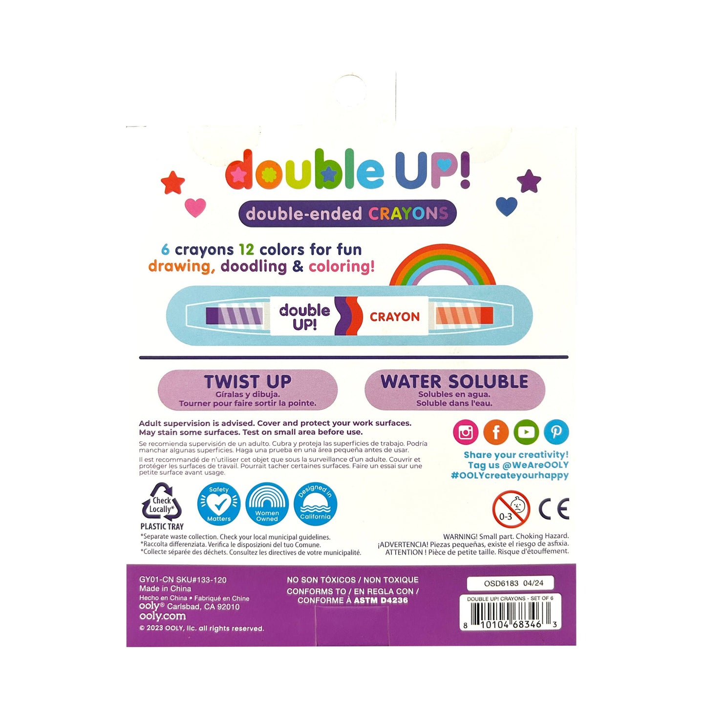 OOLY - Double Up!: Double-Ended Crayons (Set of 6 / 12 Colors)