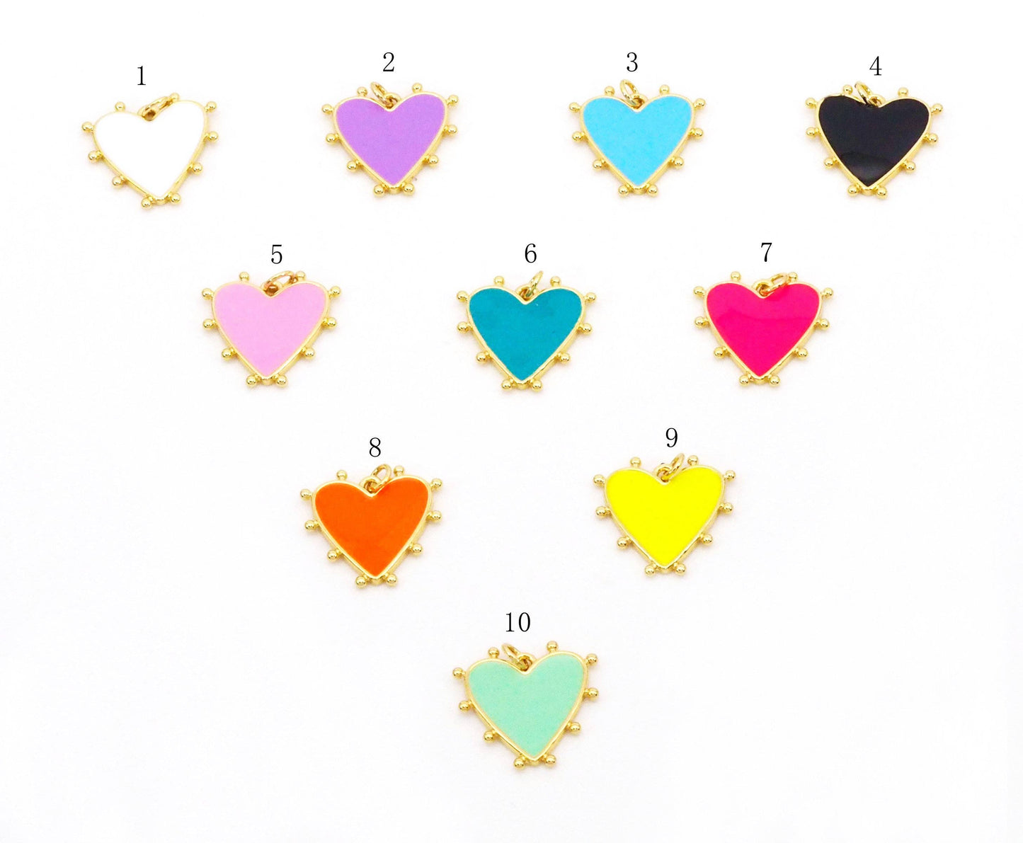 Colorful Enamel Spike Heart Charm,