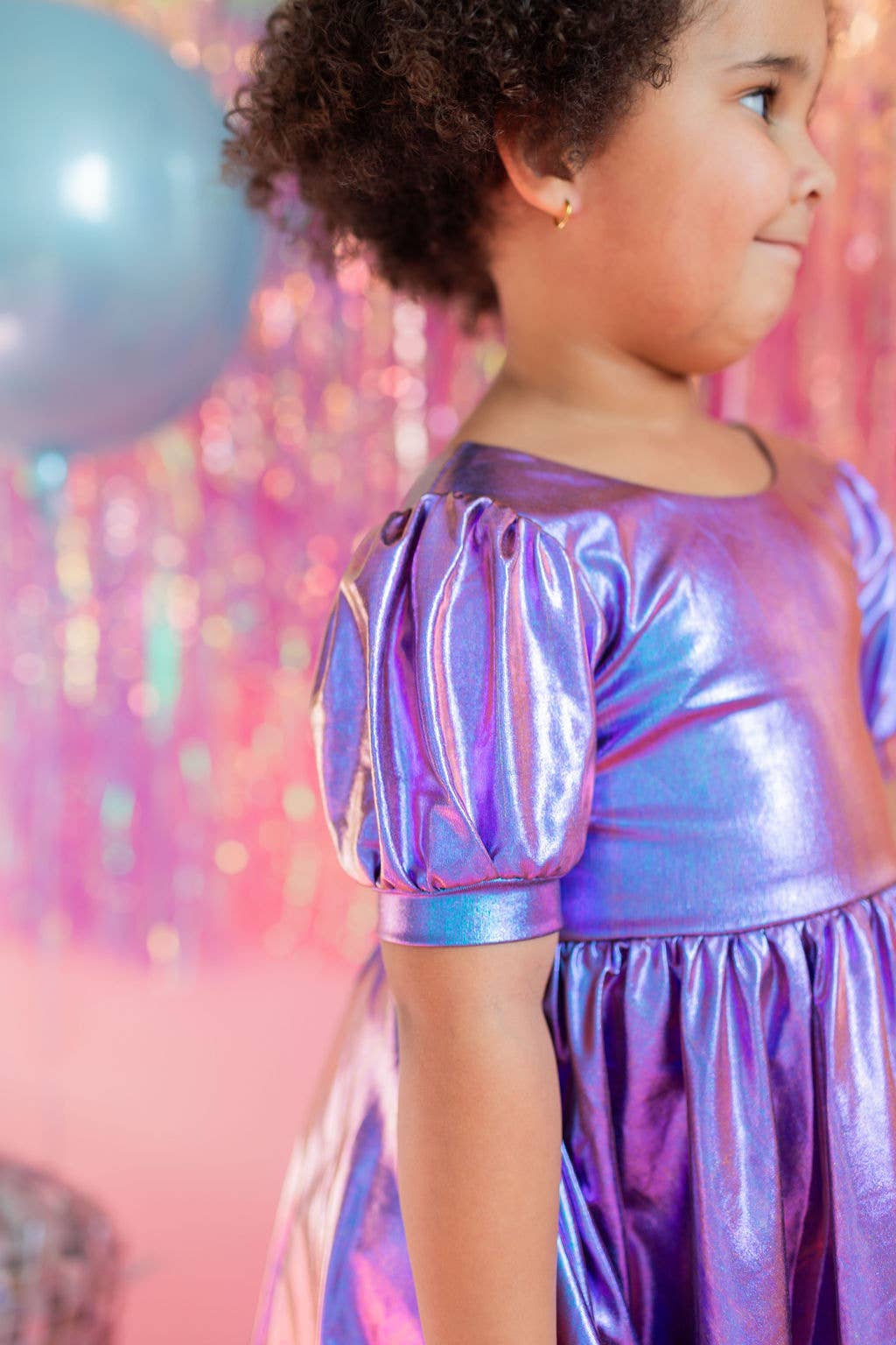 Ollie Jay - Puff Dress in Purple Lamé