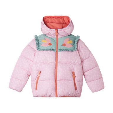 Stella McCartney Girl Stars Flowers Puffer With Birds Print Pink