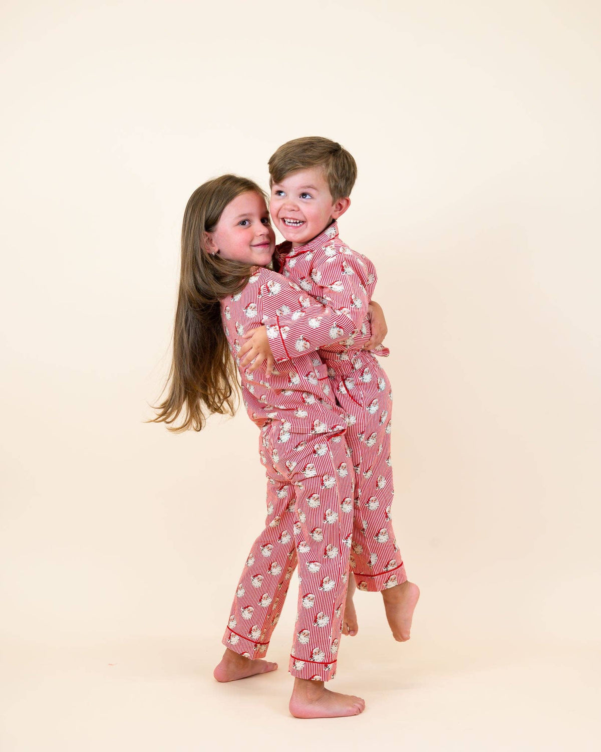 Smockingbird - Red Striped Vintage Santa Pajama Set