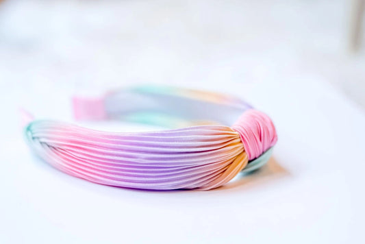 Cheeky Plum Pleated Ombre Knot Headband - Rainbow