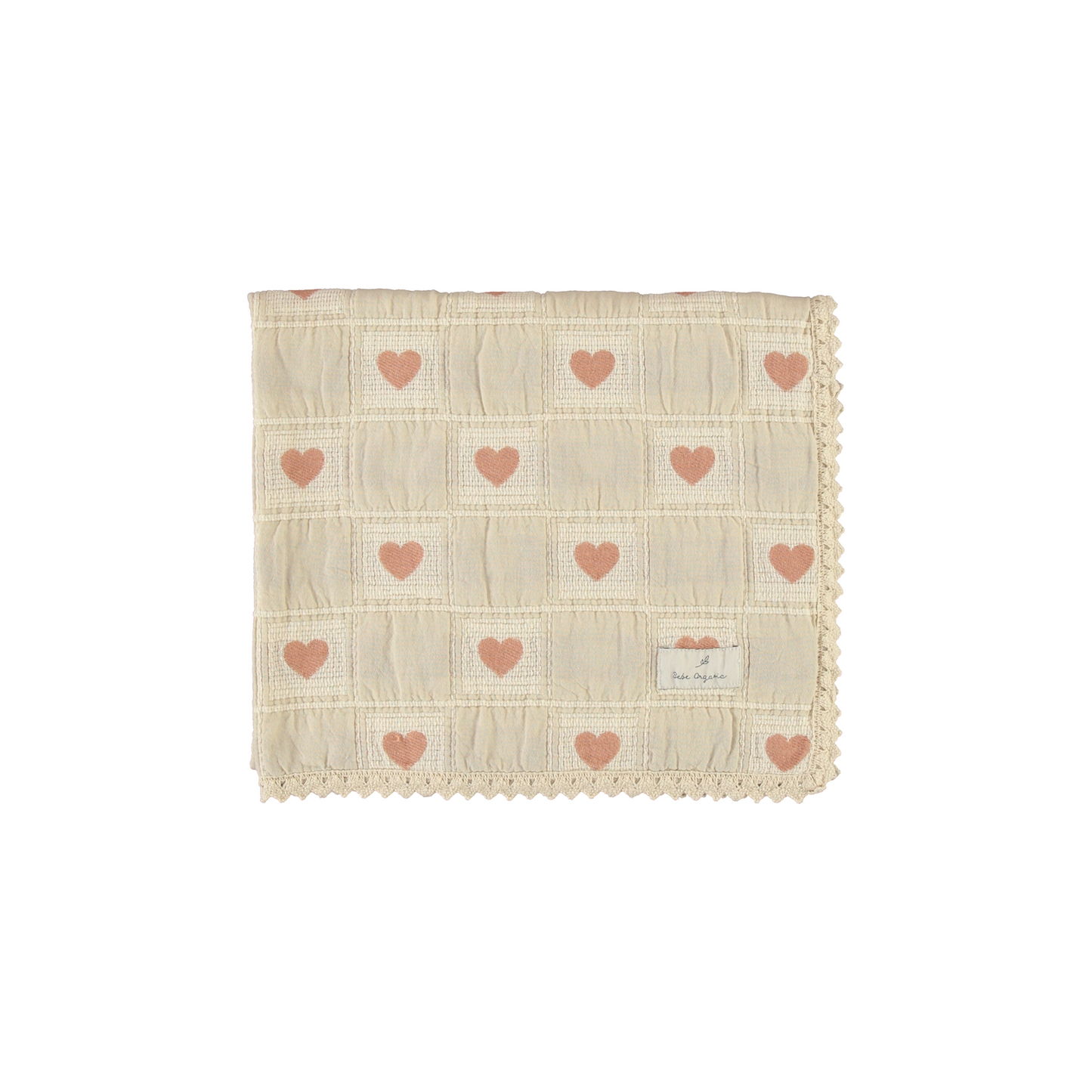 Bebe Organic Heart Blanket Heart Mauve Patchwork