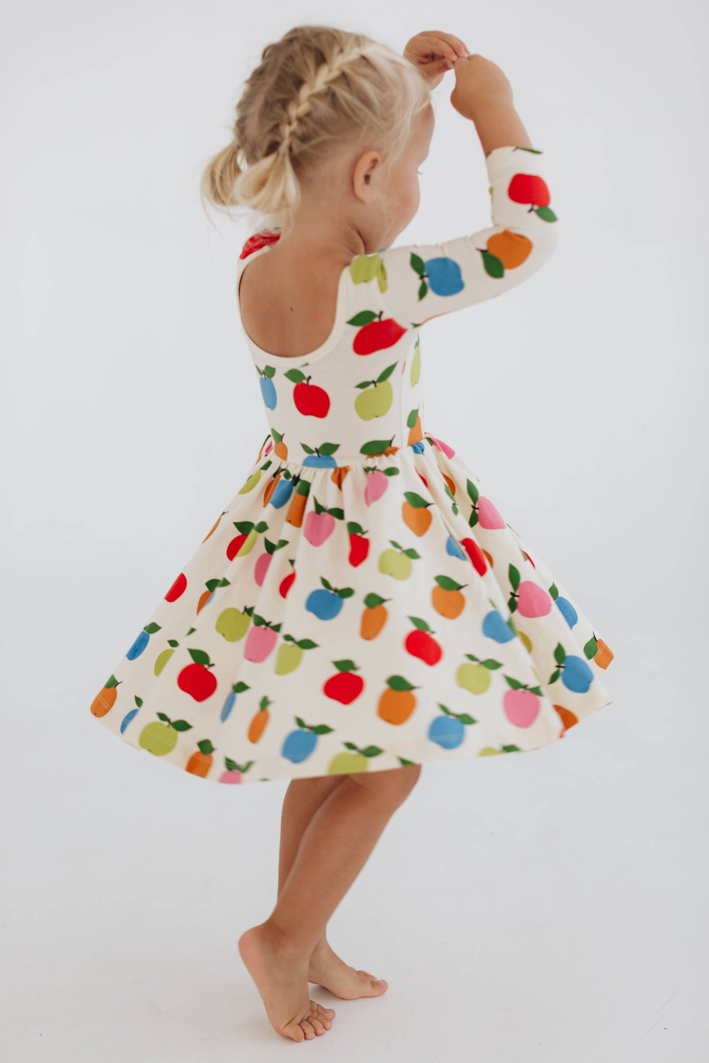 Good Apples Kids - 3/4 Sleeve Twirl Dress in Apples