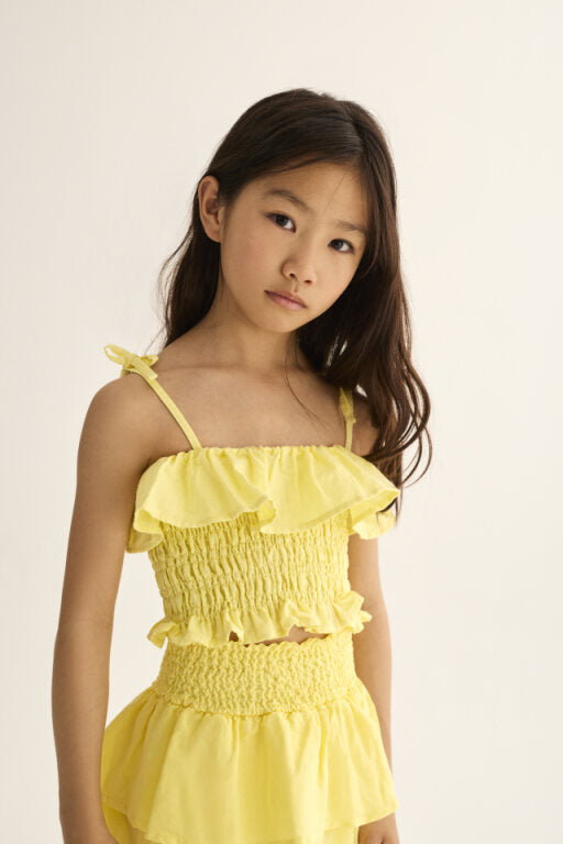 Cozmo Bellis Cotton Linen Top Yellow