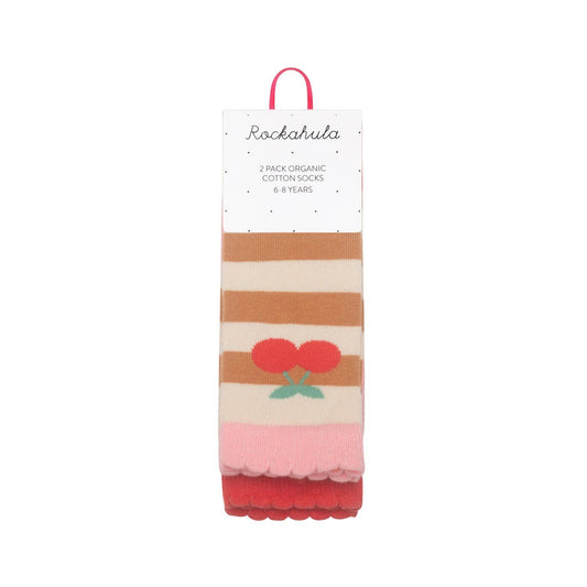 Rockahula Kids - Stripy Cherry 2 Pack Socks 12-3 Jnr