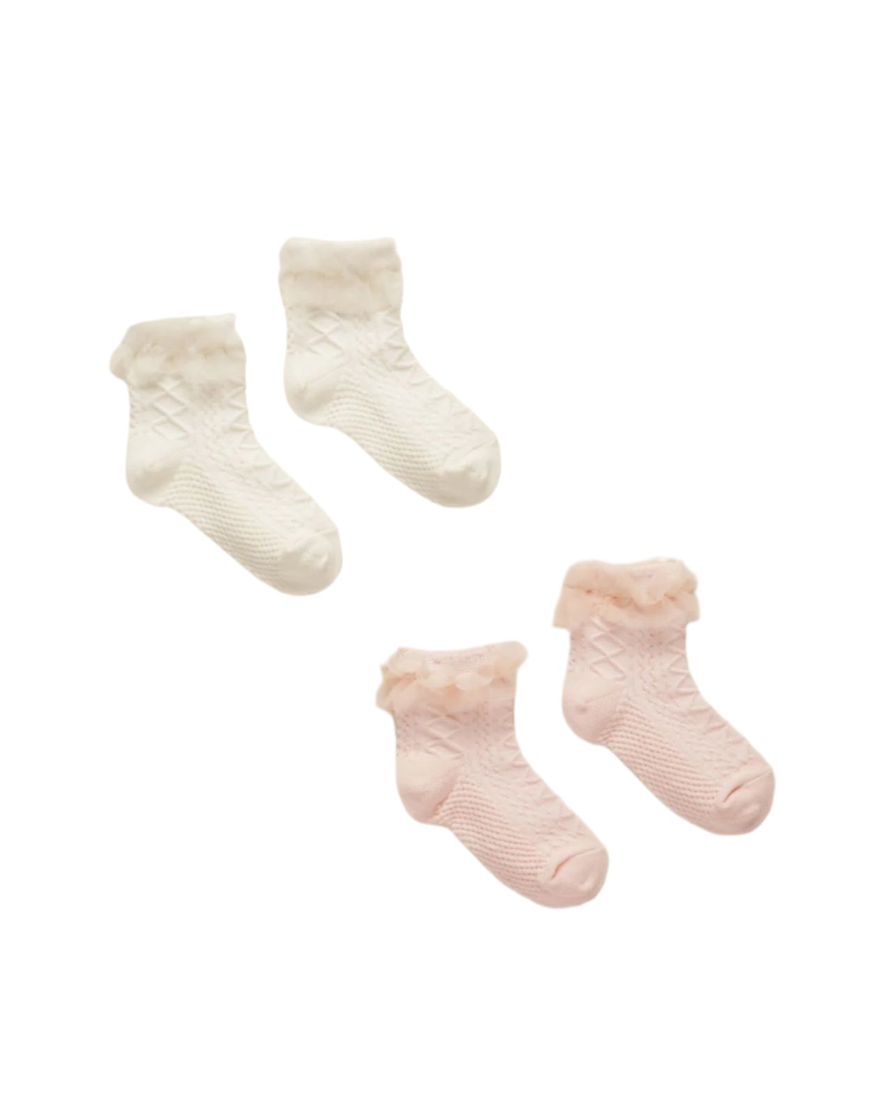 Noralee Ruffle Socks Ivory, Blush