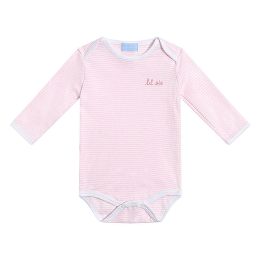 Joy Street - "Lil Sis" Short Sleeve Bodysuit in Pink Stripe