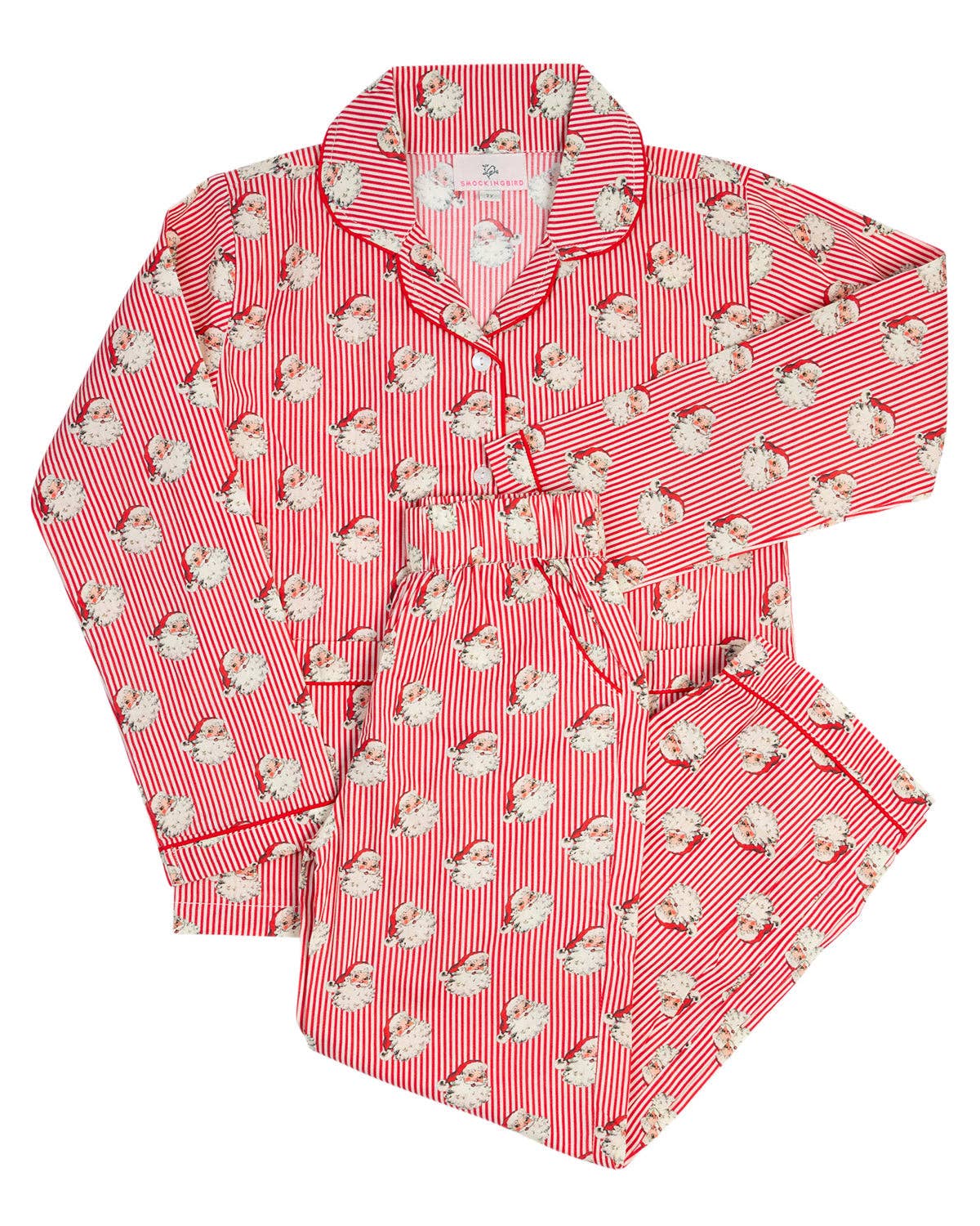 Smockingbird - Red Striped Vintage Santa Pajama Set