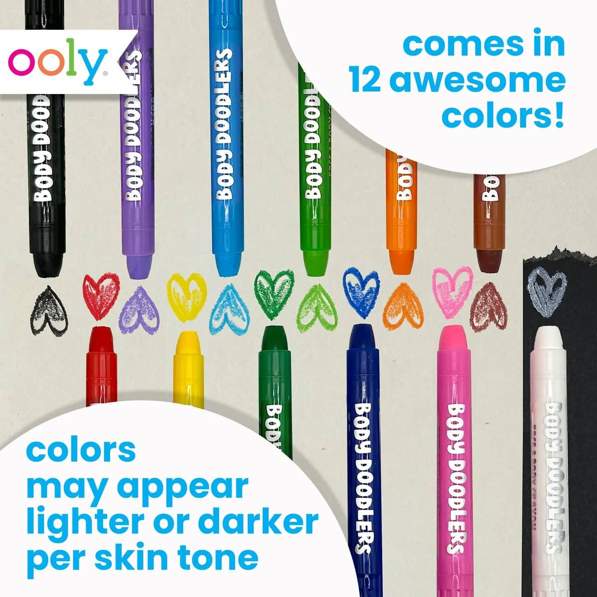 OOLY - Body Doodlers Face & Body Crayons - Set of 12 Colors