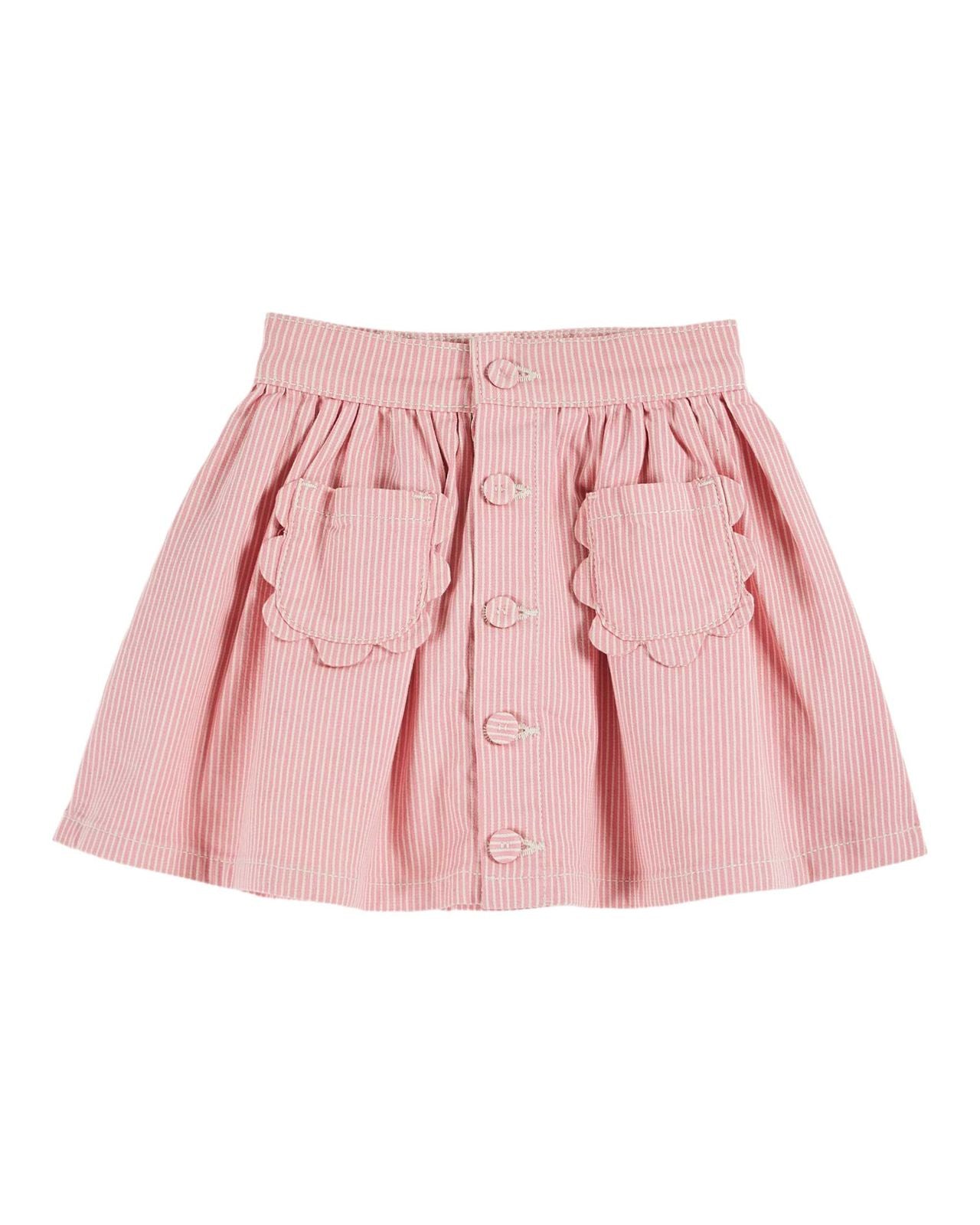 Emile et Ida Pink Striped Flower Pocket Skirt Rose